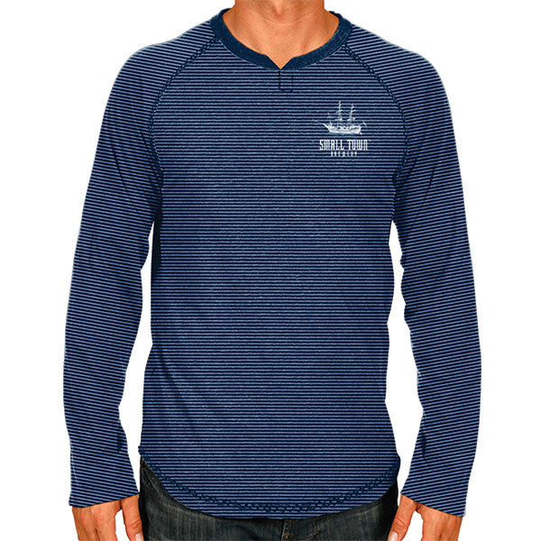 SMALL TOWN MEN'S NAVY STRIPED HENLEY